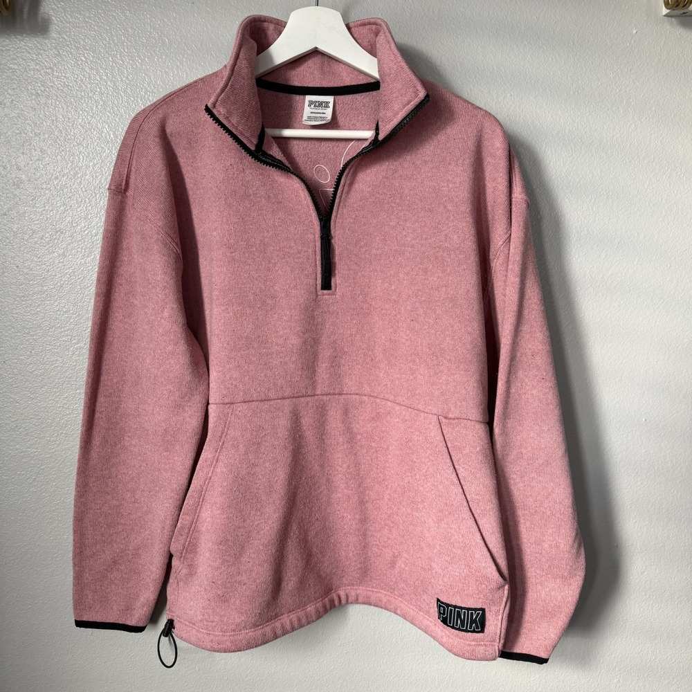 Victoria's Secret‎ Pink Campus Quarter Zip Pullover Light Pink Small Sweater